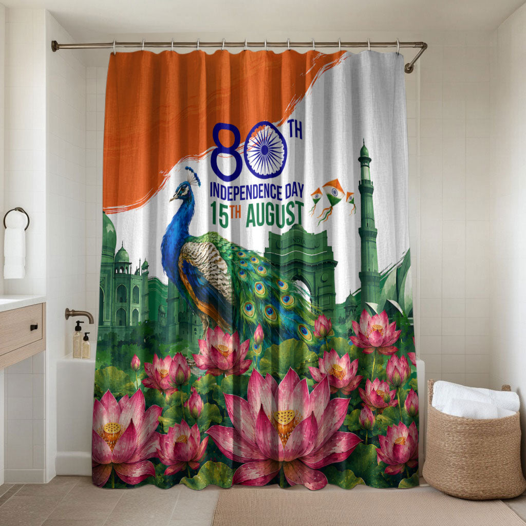 India 80th Independence Day Bathroom Set India Gate Peacock Lotus Heritage Landmarks