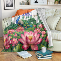 India 80th Independence Day Blanket India Gate Peacock Lotus Heritage Landmarks