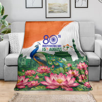 India 80th Independence Day Blanket India Gate Peacock Lotus Heritage Landmarks