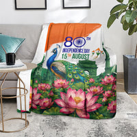 India 80th Independence Day Blanket India Gate Peacock Lotus Heritage Landmarks