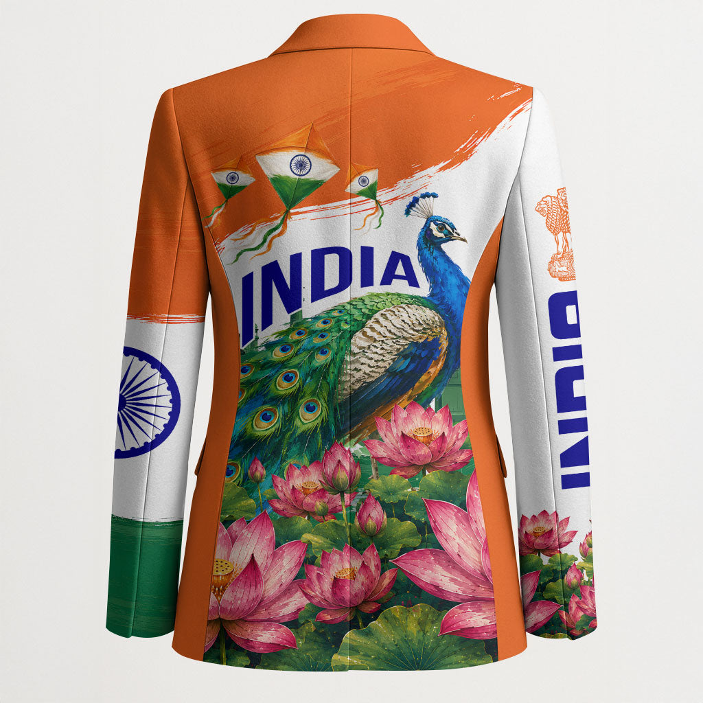 India 80th Independence Day Blazer India Gate Peacock Lotus Heritage Landmarks