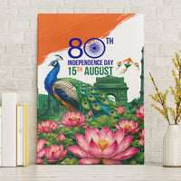 India 80th Independence Day Canvas Wall Art India Gate Peacock Lotus Heritage Landmarks