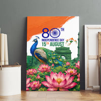India 80th Independence Day Canvas Wall Art India Gate Peacock Lotus Heritage Landmarks