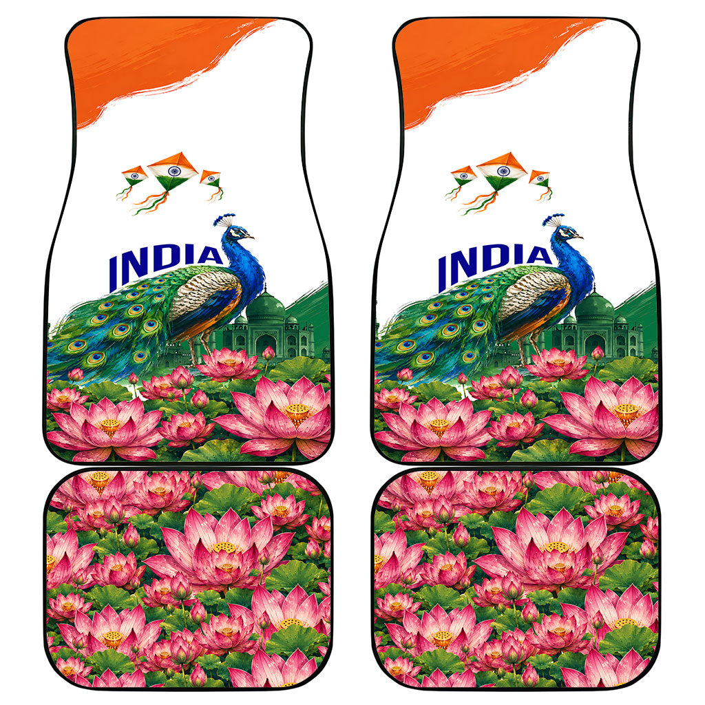 India 80th Independence Day Car Mats India Gate Peacock Lotus Heritage Landmarks