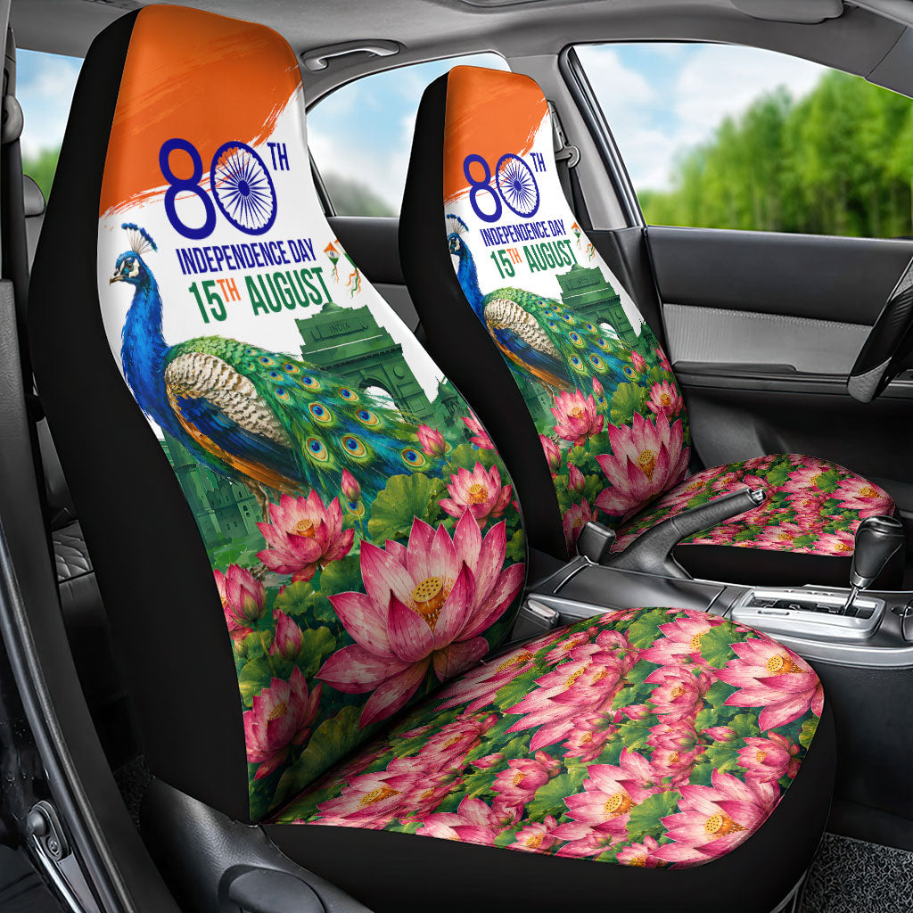 India 80th Independence Day Car Seat Cover India Gate Peacock Lotus Heritage Landmarks