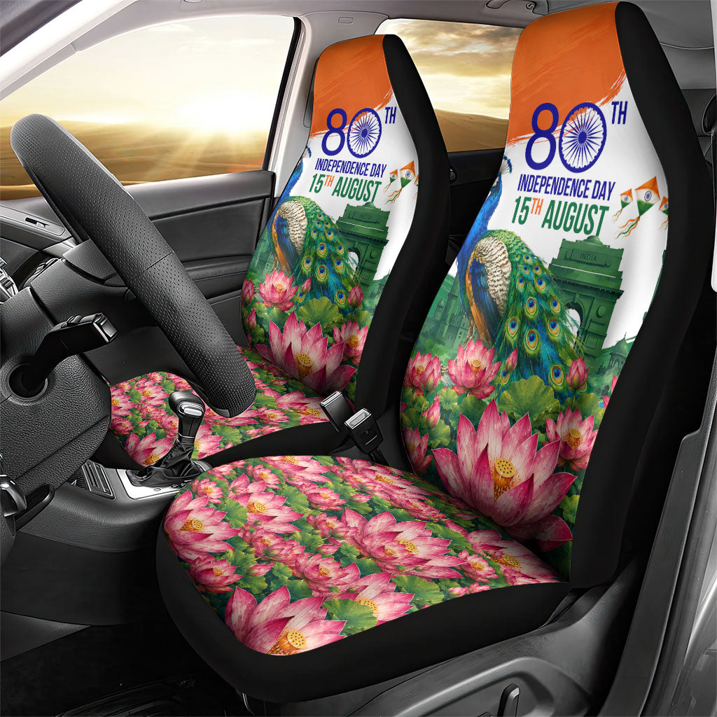 India 80th Independence Day Car Seat Cover India Gate Peacock Lotus Heritage Landmarks