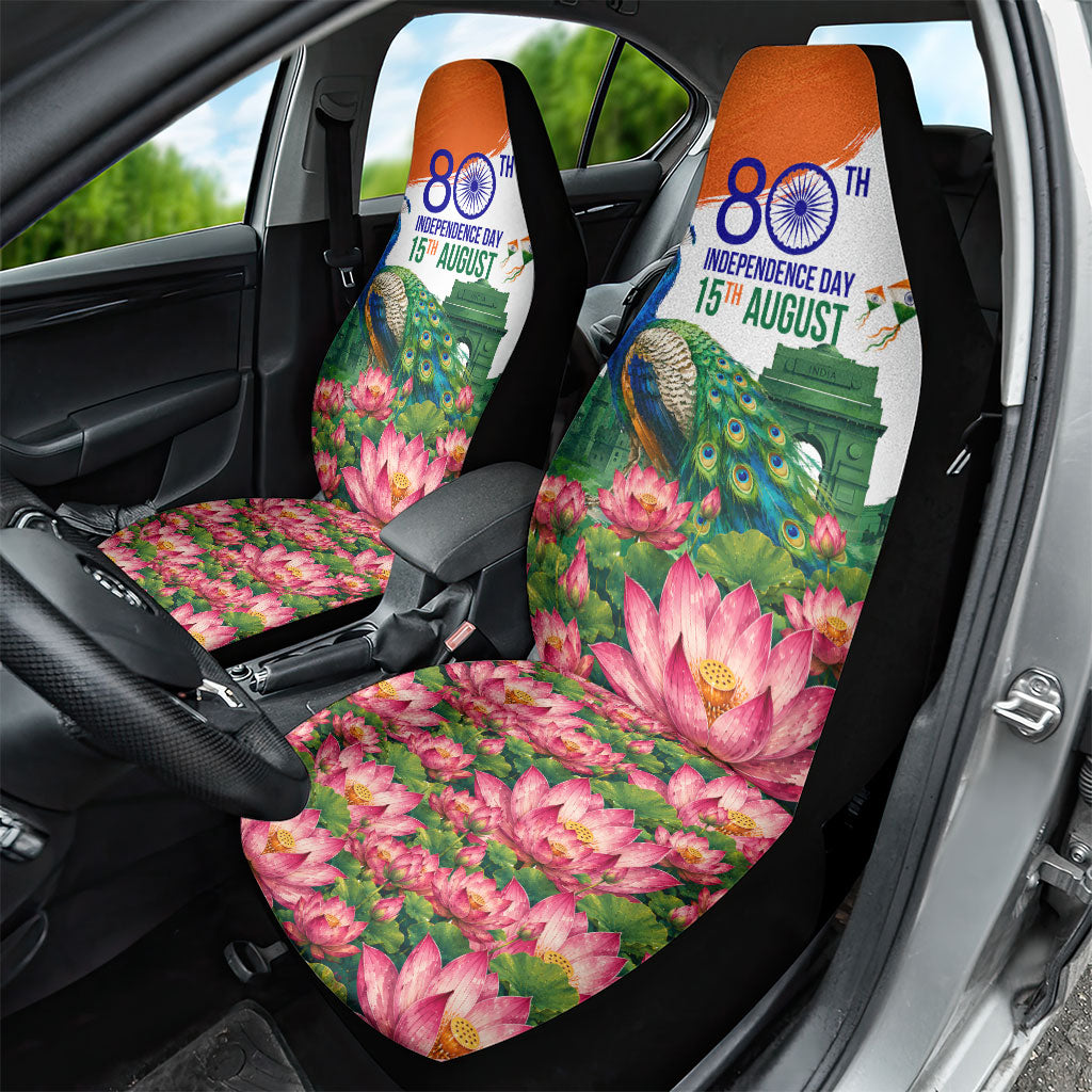 India 80th Independence Day Car Seat Cover India Gate Peacock Lotus Heritage Landmarks