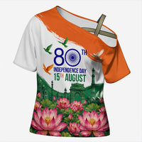 India 80th Independence Day Cross Shoulder Shirt India Gate Peacock Lotus Heritage Landmarks