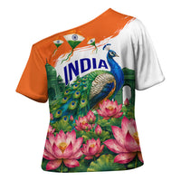 India 80th Independence Day Cross Shoulder Shirt India Gate Peacock Lotus Heritage Landmarks