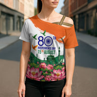 India 80th Independence Day Cross Shoulder Shirt India Gate Peacock Lotus Heritage Landmarks