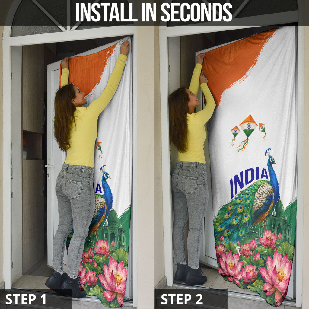 India 80th Independence Day Door Cover India Gate Peacock Lotus Heritage Landmarks