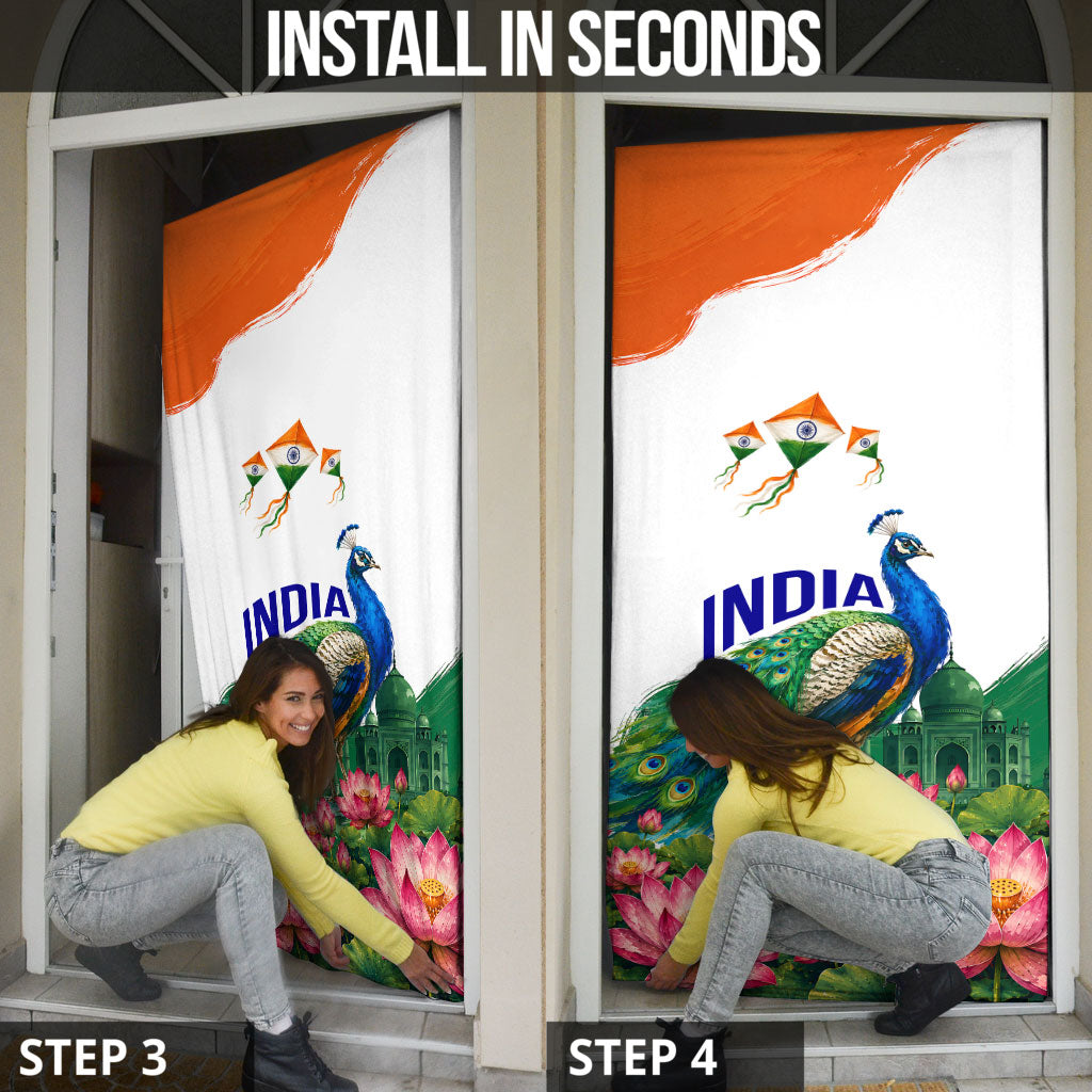 India 80th Independence Day Door Cover India Gate Peacock Lotus Heritage Landmarks