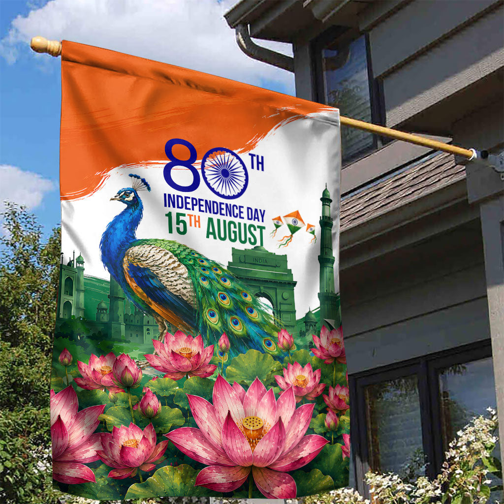 India 80th Independence Day Garden Flag India Gate Peacock Lotus Heritage Landmarks