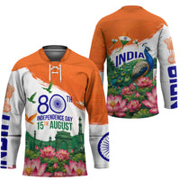 India 80th Independence Day Hockey Jersey India Gate Peacock Lotus Heritage Landmarks