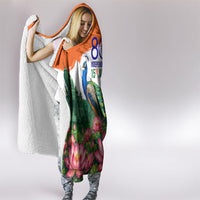 India 80th Independence Day Hooded Blanket India Gate Peacock Lotus Heritage Landmarks