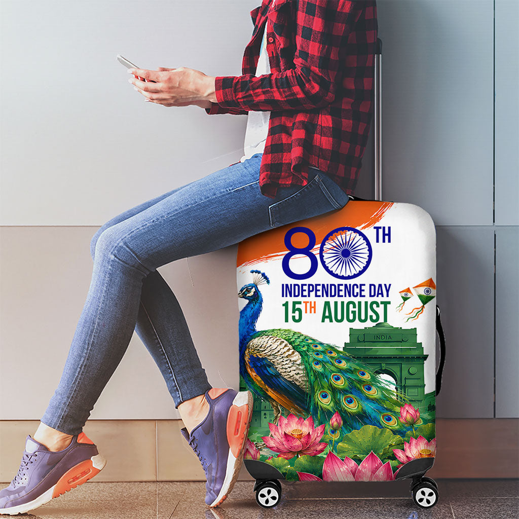 India 80th Independence Day Luggage Cover India Gate Peacock Lotus Heritage Landmarks