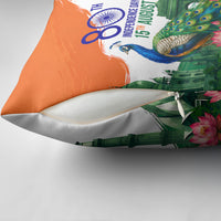 India 80th Independence Day Pillow Cover India Gate Peacock Lotus Heritage Landmarks