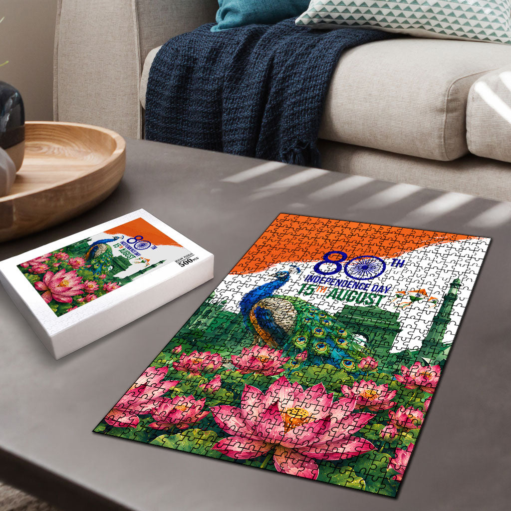 India 80th Independence Day Puzzle India Gate Peacock Lotus Heritage Landmarks