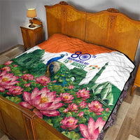 India 80th Independence Day Quilt India Gate Peacock Lotus Heritage Landmarks