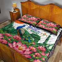 India 80th Independence Day Quilt Bed Set India Gate Peacock Lotus Heritage Landmarks