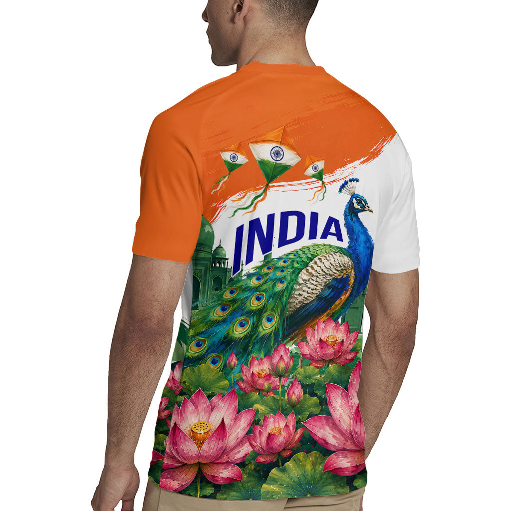India 80th Independence Day Rugby Jersey India Gate Peacock Lotus Heritage Landmarks