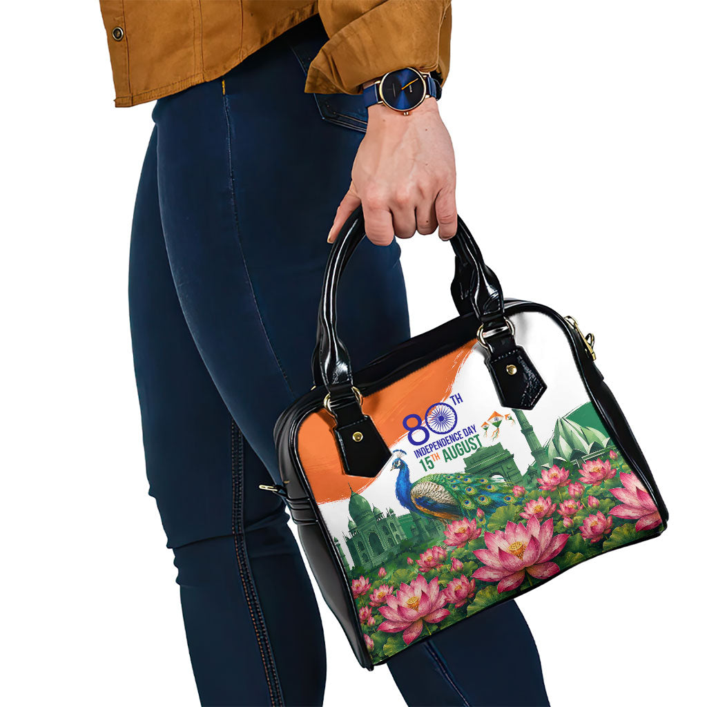India 80th Independence Day Shoulder Handbag India Gate Peacock Lotus Heritage Landmarks