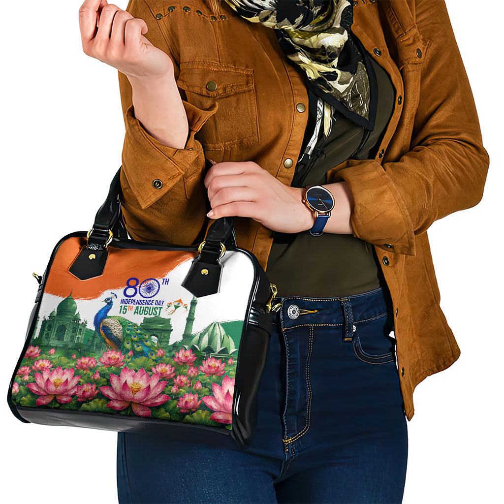 India 80th Independence Day Shoulder Handbag India Gate Peacock Lotus Heritage Landmarks