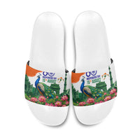 India 80th Independence Day Slide Sandals India Gate Peacock Lotus Heritage Landmarks
