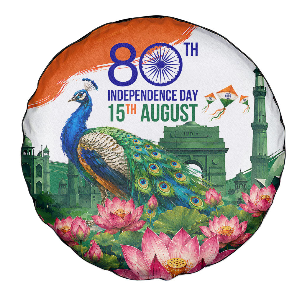 India 80th Independence Day Spare Tire Cover India Gate Peacock Lotus Heritage Landmarks
