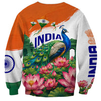 India 80th Independence Day Sweatshirt India Gate Peacock Lotus Heritage Landmarks