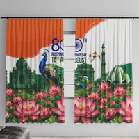 India 80th Independence Day Window Curtain India Gate Peacock Lotus Heritage Landmarks