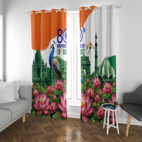 India 80th Independence Day Window Curtain India Gate Peacock Lotus Heritage Landmarks