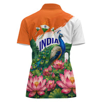 India 80th Independence Day Women Polo Shirt India Gate Peacock Lotus Heritage Landmarks