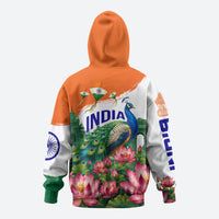 India 80th Independence Day Zip Hoodie India Gate Peacock Lotus Heritage Landmarks