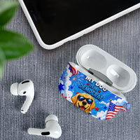 My Dog Is A Democrat Golden Retriever AirPods Case Patriotic American Fireworks Cute Cartoon Dog
