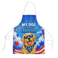 My Dog Is A Democrat Golden Retriever Apron Patriotic American Fireworks Cute Cartoon Dog