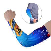 My Dog Is A Democrat Golden Retriever Arm Sleeves Patriotic American Fireworks Cute Cartoon Dog
