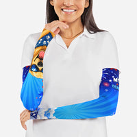 My Dog Is A Democrat Golden Retriever Arm Sleeves Patriotic American Fireworks Cute Cartoon Dog