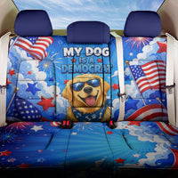 My Dog Is A Democrat Golden Retriever Back Car Seat Cover Patriotic American Fireworks Cute Cartoon Dog