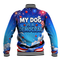 My Dog Is A Democrat Golden Retriever Baseball Jacket Patriotic American Fireworks Cute Cartoon Dog