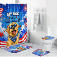 My Dog Is A Democrat Golden Retriever Bathroom Set Patriotic American Fireworks Cute Cartoon Dog
