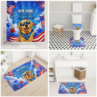 My Dog Is A Democrat Golden Retriever Bathroom Set Patriotic American Fireworks Cute Cartoon Dog