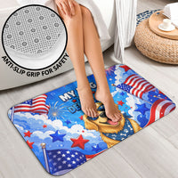 My Dog Is A Democrat Golden Retriever Bathroom Set Patriotic American Fireworks Cute Cartoon Dog