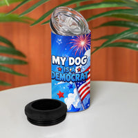 My Dog Is A Democrat Golden Retriever 4 in 1 Can Cooler Tumbler Patriotic American Fireworks Cute Cartoon Dog