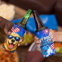 My Dog Is A Democrat Golden Retriever 4 in 1 Can Cooler Tumbler Patriotic American Fireworks Cute Cartoon Dog