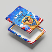 My Dog Is A Democrat Golden Retriever Canvas Wall Art Patriotic American Fireworks Cute Cartoon Dog