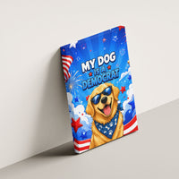 My Dog Is A Democrat Golden Retriever Canvas Wall Art Patriotic American Fireworks Cute Cartoon Dog