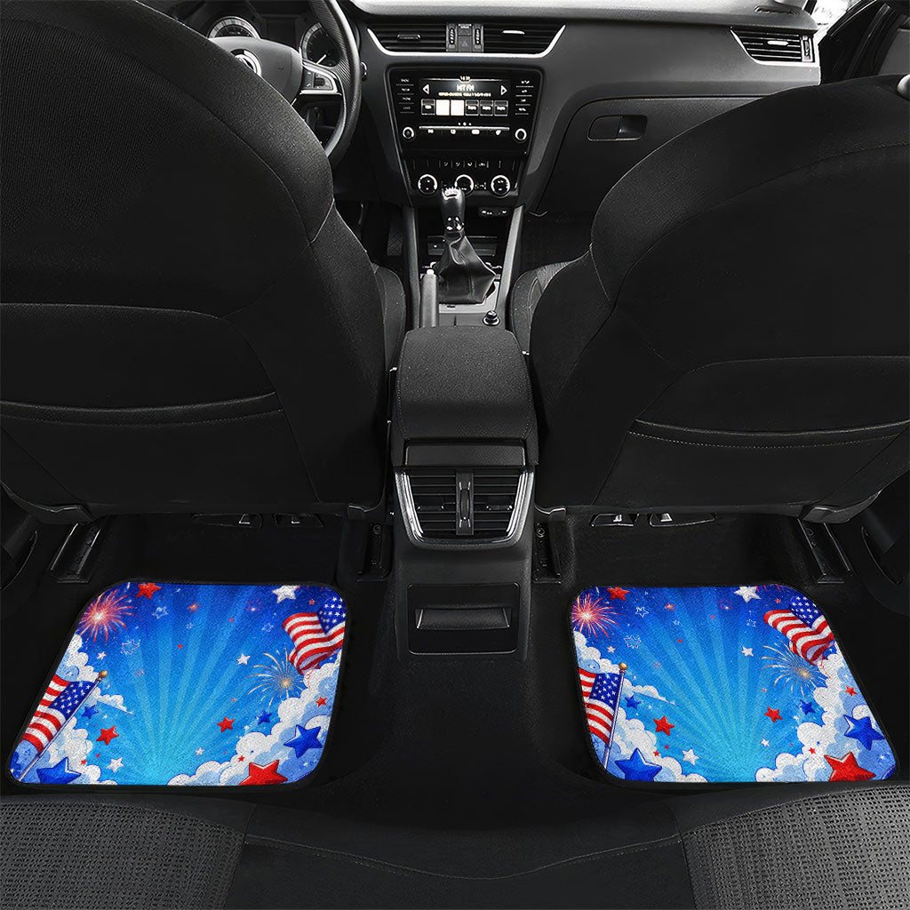 My Dog Is A Democrat Golden Retriever Car Mats Patriotic American Fireworks Cute Cartoon Dog