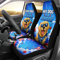 My Dog Is A Democrat Golden Retriever Car Seat Cover Patriotic American Fireworks Cute Cartoon Dog