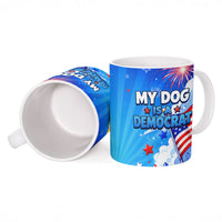 My Dog Is A Democrat Golden Retriever Ceramic Mug Patriotic American Fireworks Cute Cartoon Dog